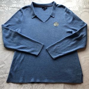 Tommy Hilfiger Men’s Size XXL Blue Crest Knitted Collared Warm Sweater V-Neck